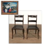 Pair Regency Lacquered and Eglomise Side Chairs