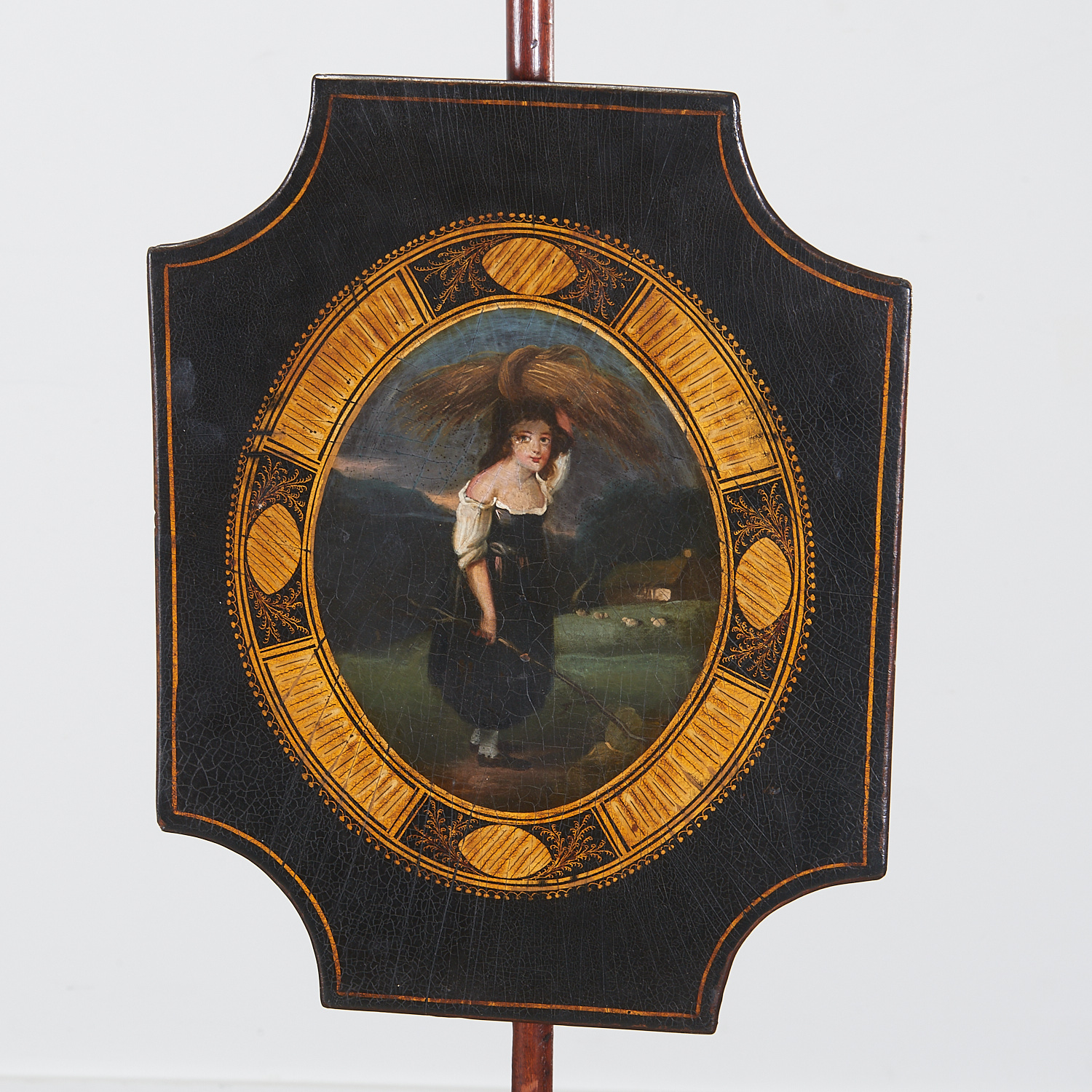 Pair Regency Polychrome Painted Pole Screens - Image 3 of 6