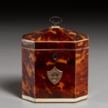 George III Silver-Mounted and Inlaid Tea Caddy