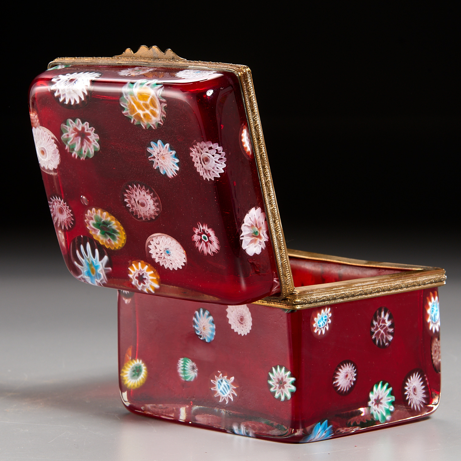 Antique Baccarat (attrib) Millefiori Glass Box - Image 2 of 4