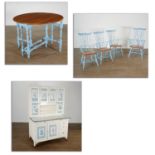 American Blue-Painted Assembled Dining Suite