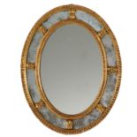 George III Style Giltwood Small Oval Mirror