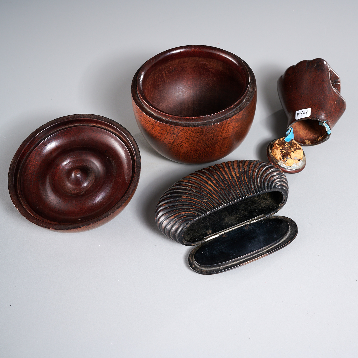 (3) English Treen Figural Boxes - Image 2 of 3