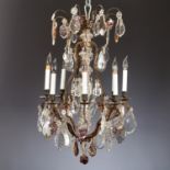 Italian Bronze and Cut-Glass Chandelier