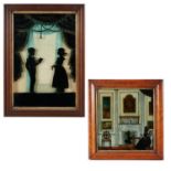 (2) Regency Reverse Painted Silhouette Pictures