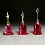 (3) Victorian Cranberry Glass Wedding Bells