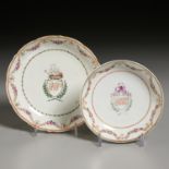 (2) Chinese Export Armorial Porcelain Dishes