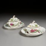 Pair Swansea Pearlware Botanical Sauce Tureens