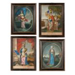 (4) Hand-Colored Allegorical Prints