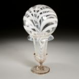 Victorian Marbrie Glass Witch Ball on Vase Stand