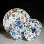 (4) Chinese Export Pseudo-Tobacco Leaf Porcelains