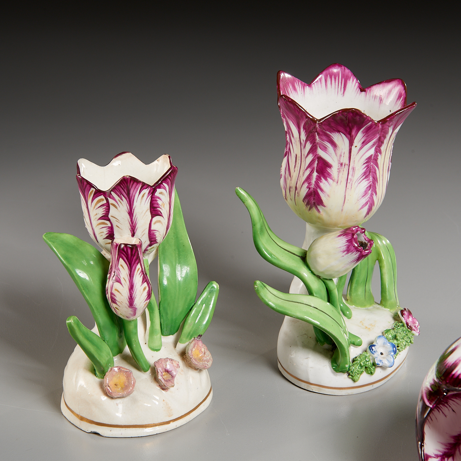(4) English Ceramic Tulip-Form Wares - Image 2 of 4