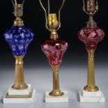 (3) American Cut Glass Fluid Lamps