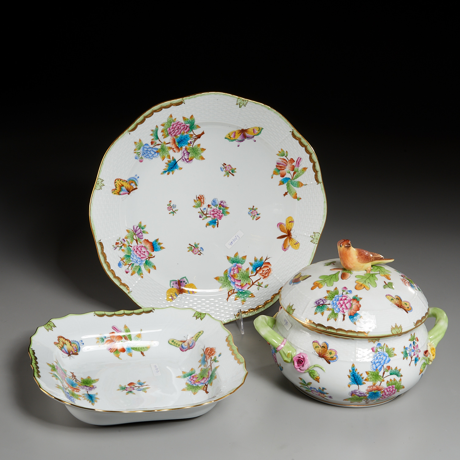Herend Porcelain Tureen, Tray, and Dish