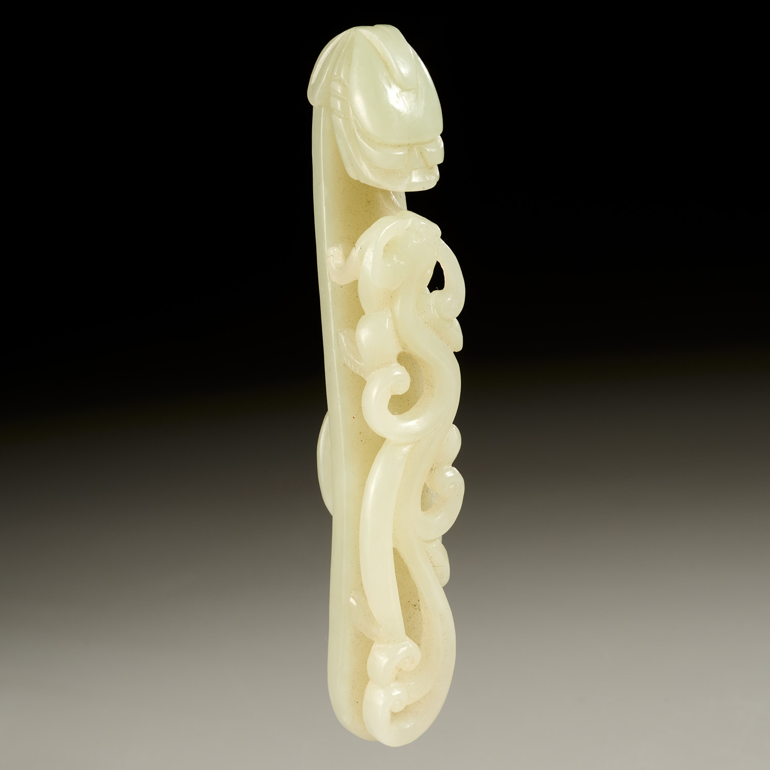 Chinese celadon jade Chilong belt hook