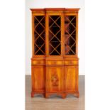 Diminutive Edwardian satinwood breakfront cabinet