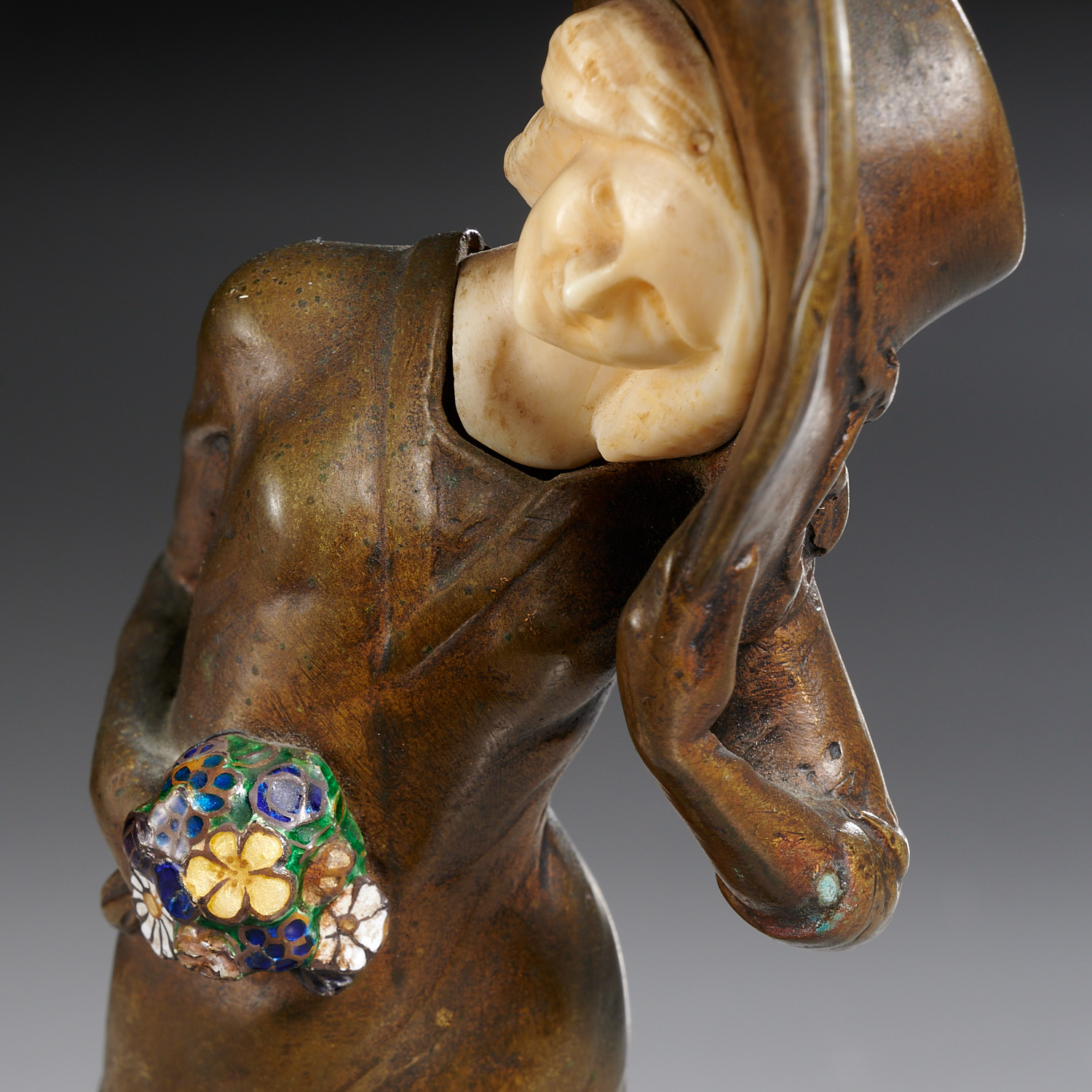 Emil Meier, enameled bronze sculpture - Image 3 of 6