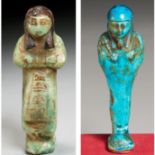 (2) Ancient Egyptian faience Ushabti, ex-museum