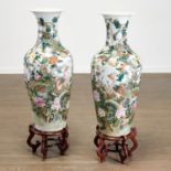 Pair Chinese famille verte porcelain palace vases