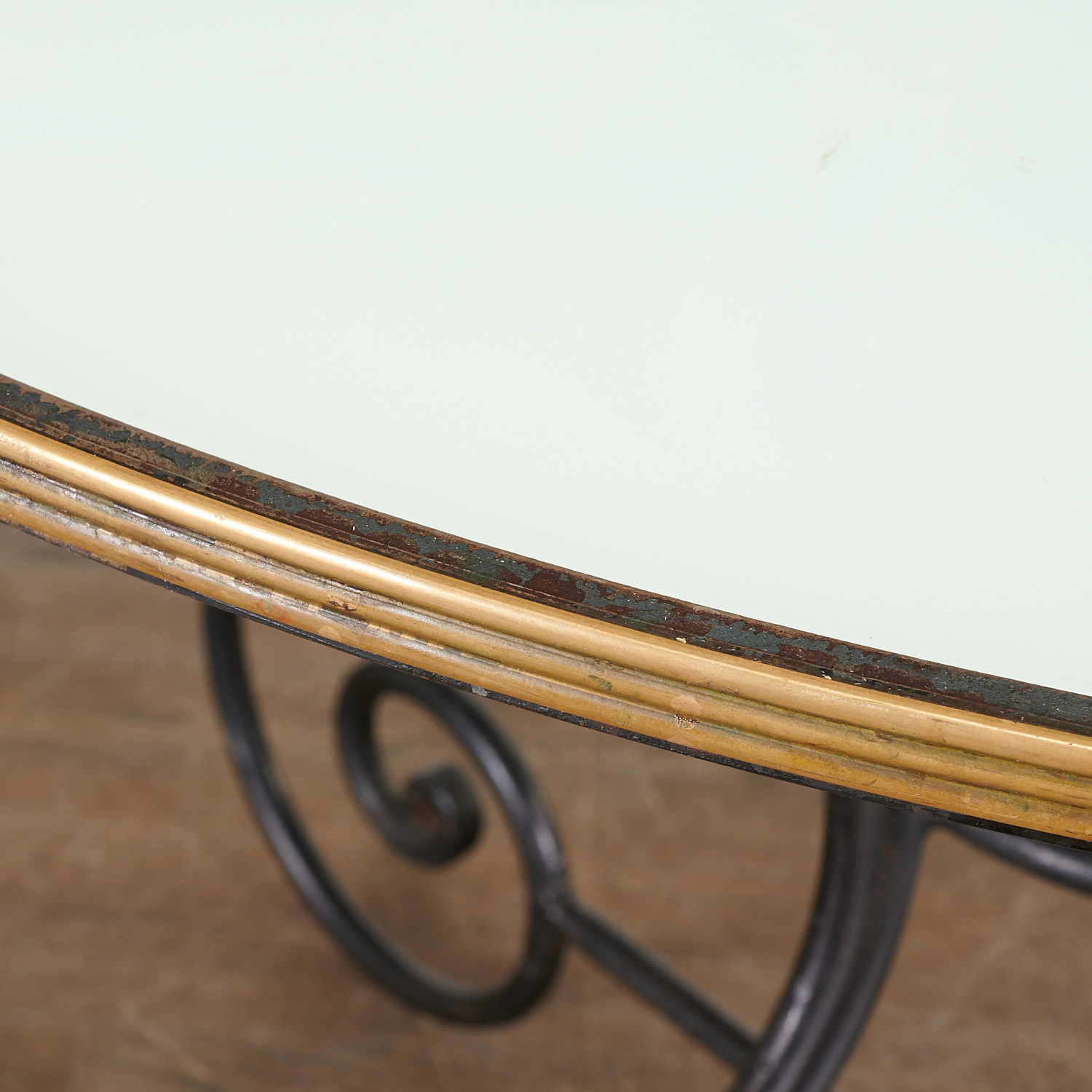 French brass mounted wrought iron garden table - Image 3 of 4