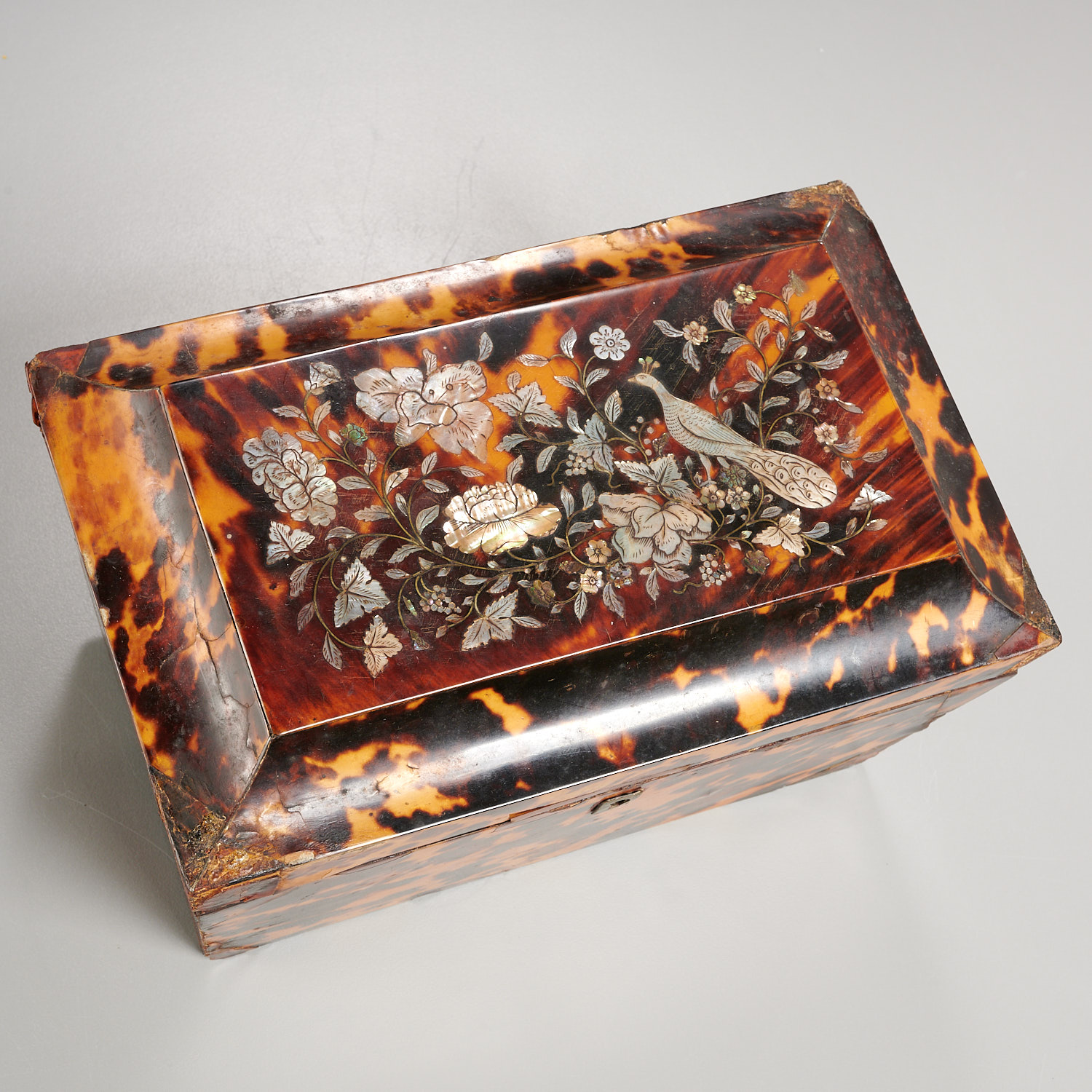 George III mother-of-pearl inlaid tea caddy - Image 2 of 6