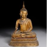 Large Southeast Asian bronze Shakyamuni Buddha