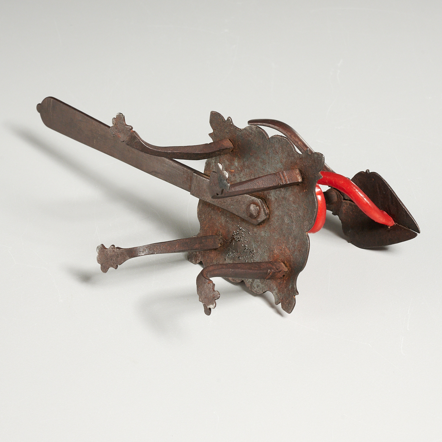 Early English engraved wrought iron wax jack - Image 6 of 6