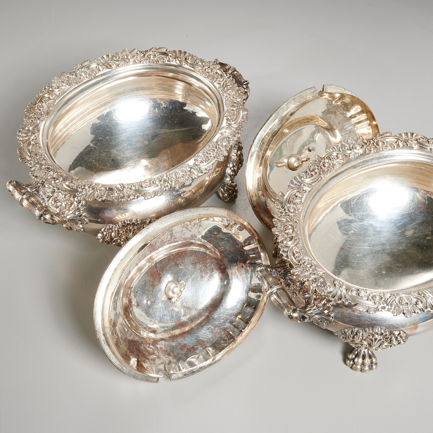 Pair early Victorian Sheffield sauce tureens - Image 3 of 6