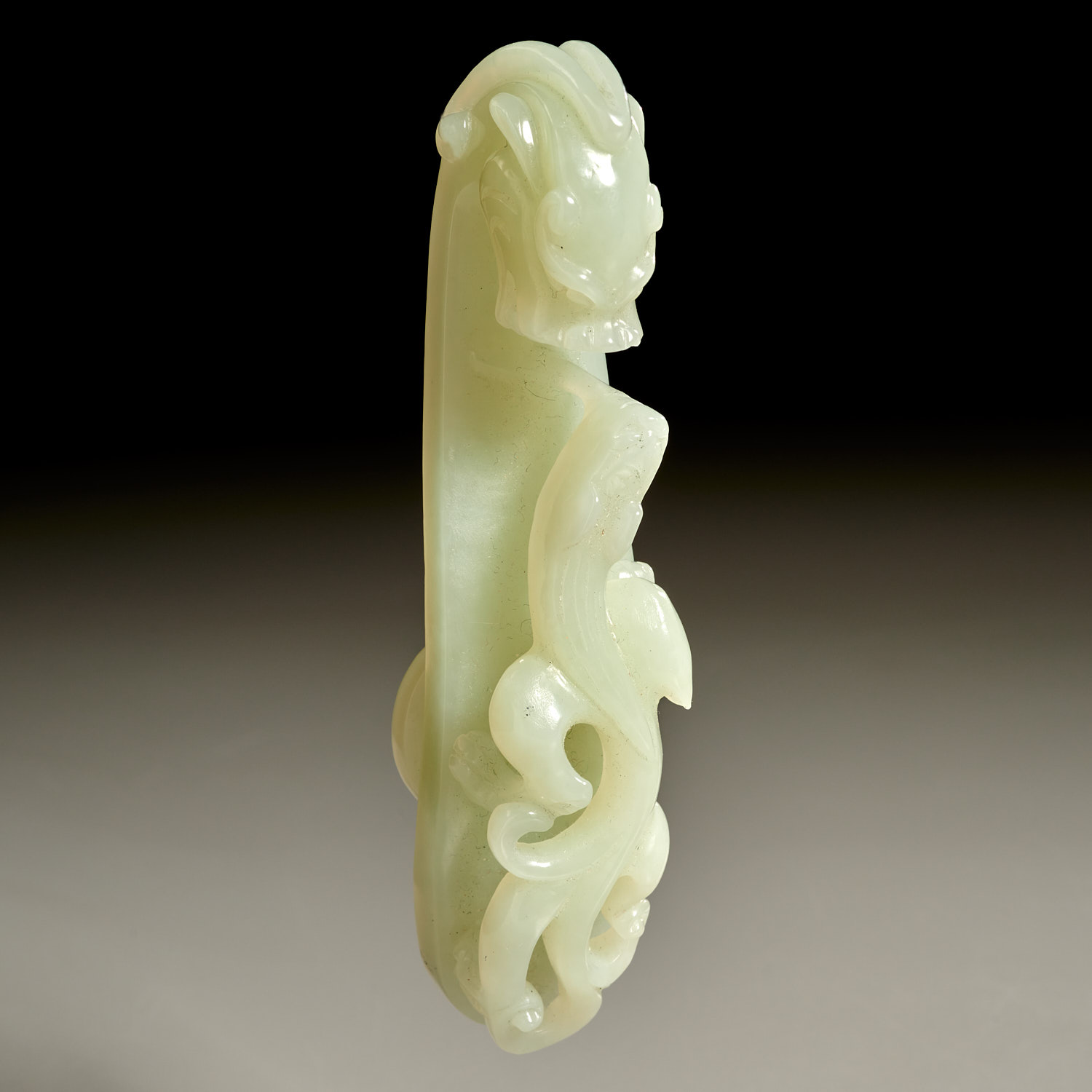 Chinese celadon jade Chilong belt hook