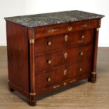 French Empire marble top mahogany commode