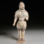 Tang era painted pottery figure of a soldier