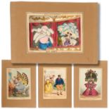 Set (4) English hand-colored satirical engravings