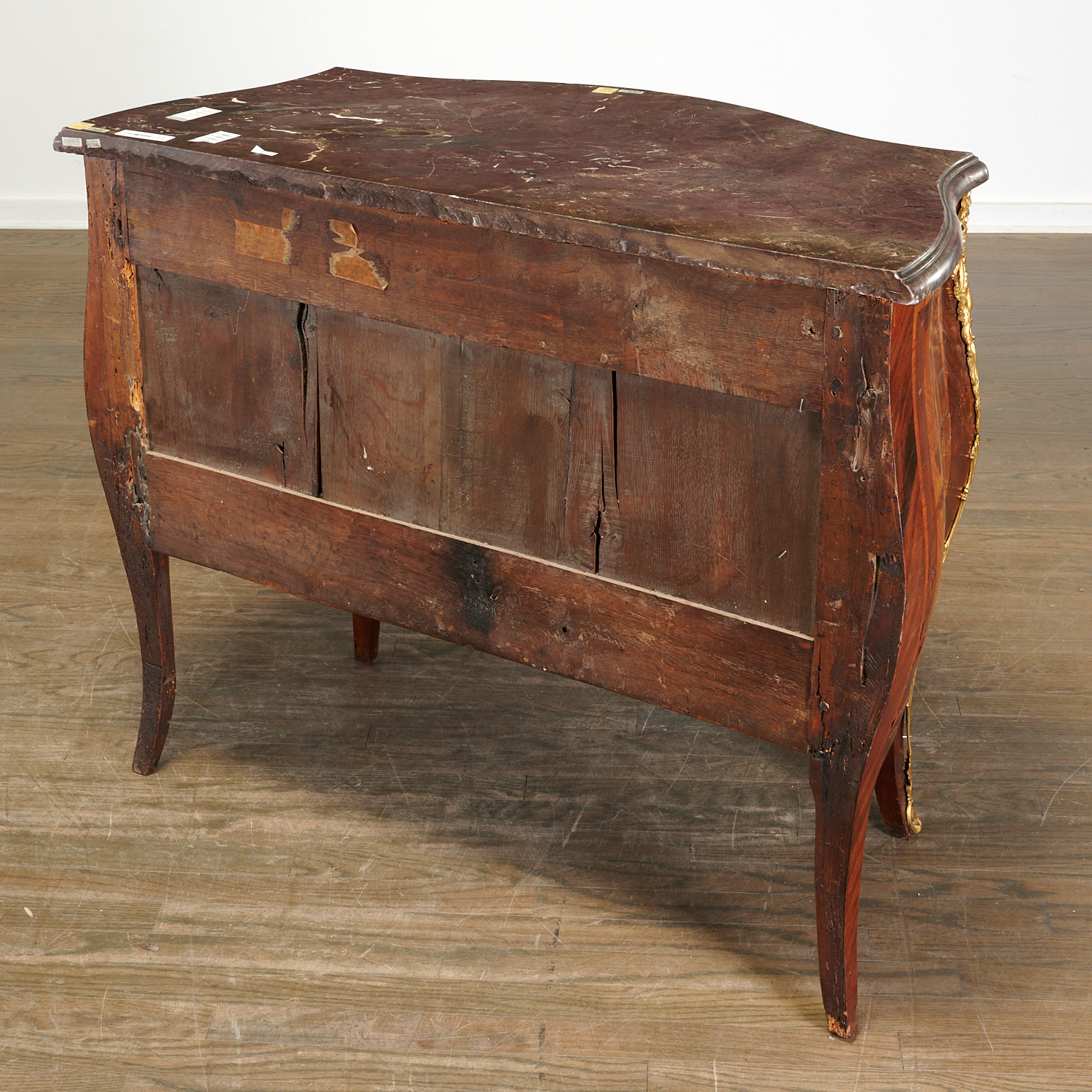 Louis XV marble top parquetry bombe commode - Image 9 of 9