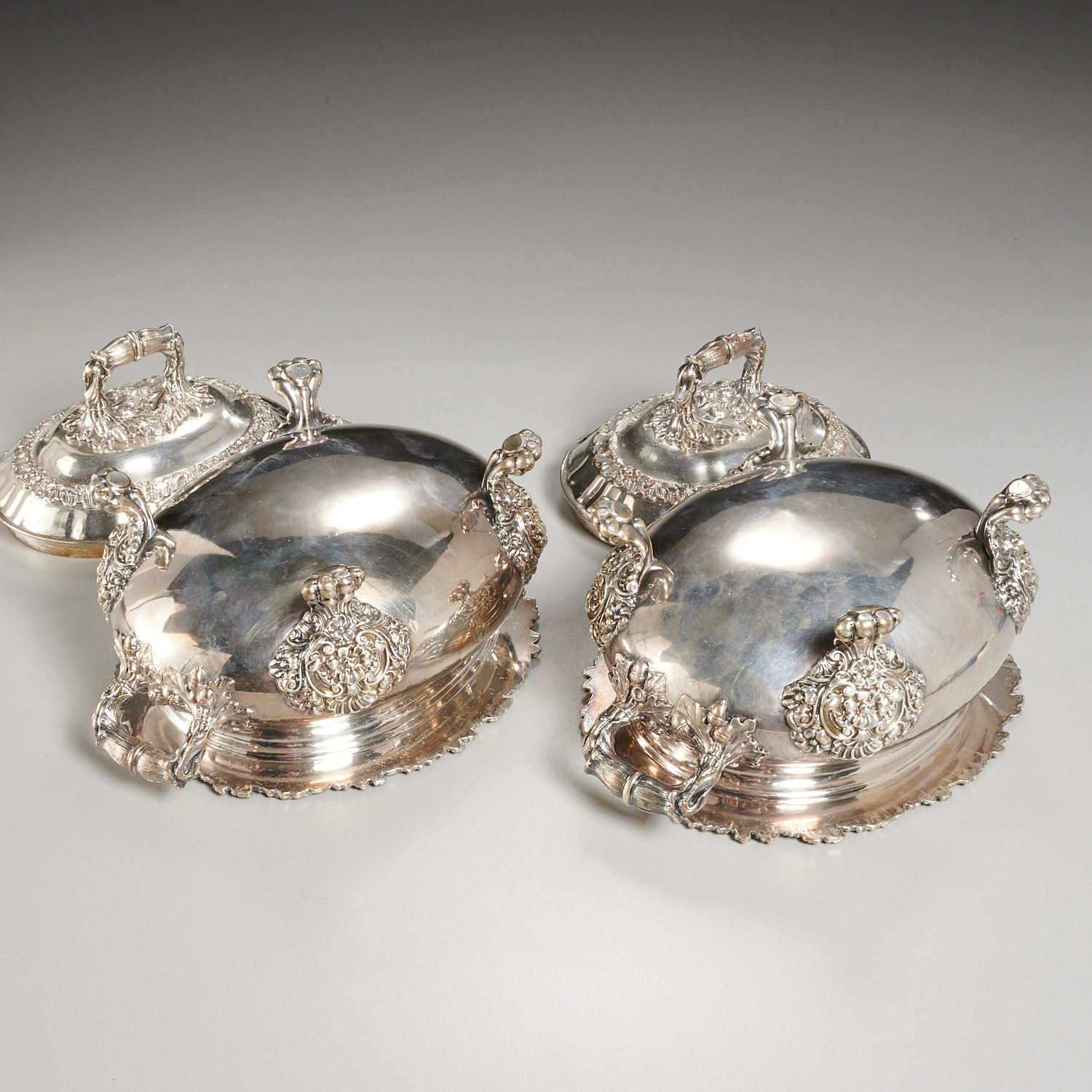 Pair early Victorian Sheffield sauce tureens - Image 6 of 6