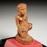 Ancient Egyptian carved kneeling woman, ex-museum