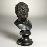 Italian silver inlaid bronze bust, ex-museum