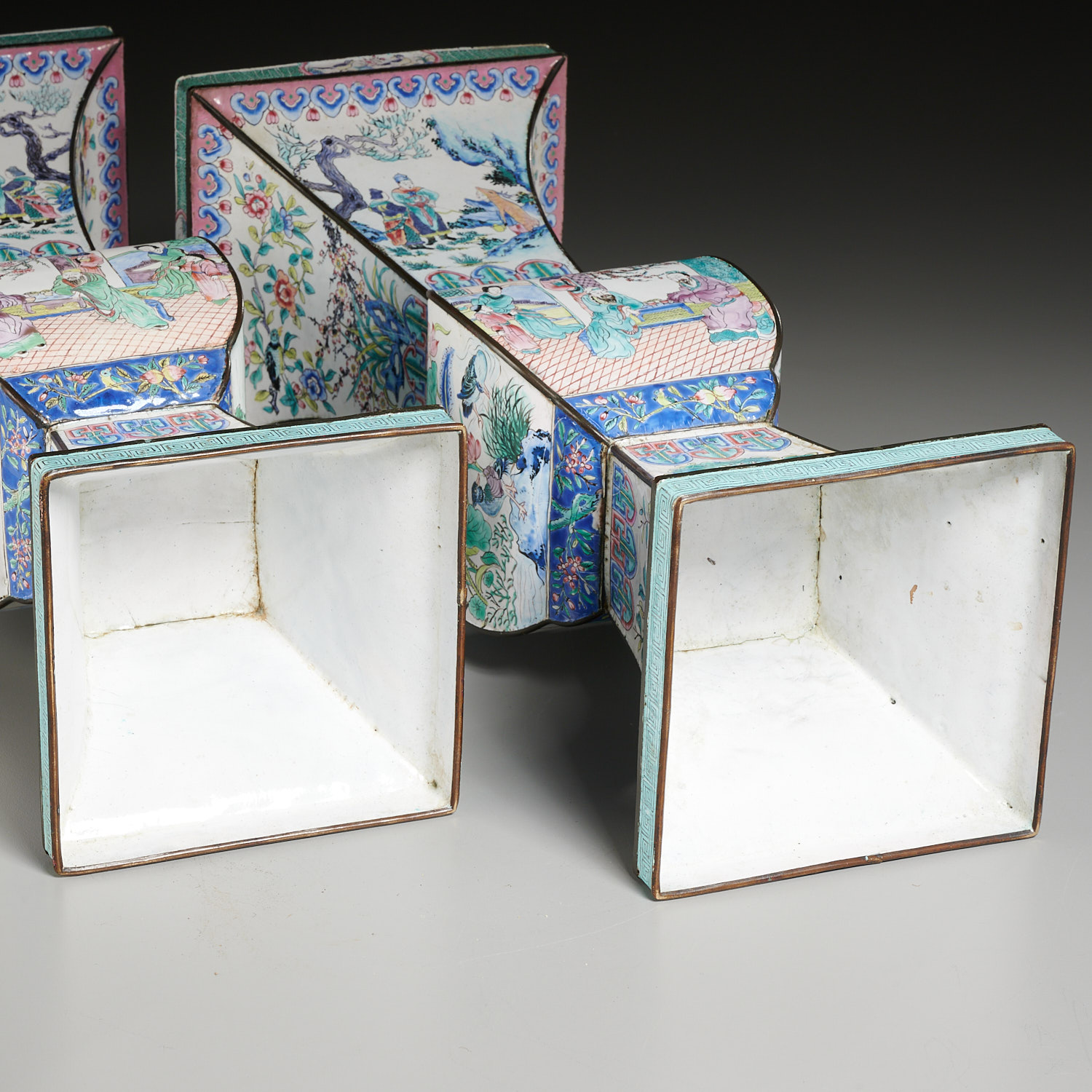 Pair Chinese Canton enamel Gu vases - Image 7 of 8