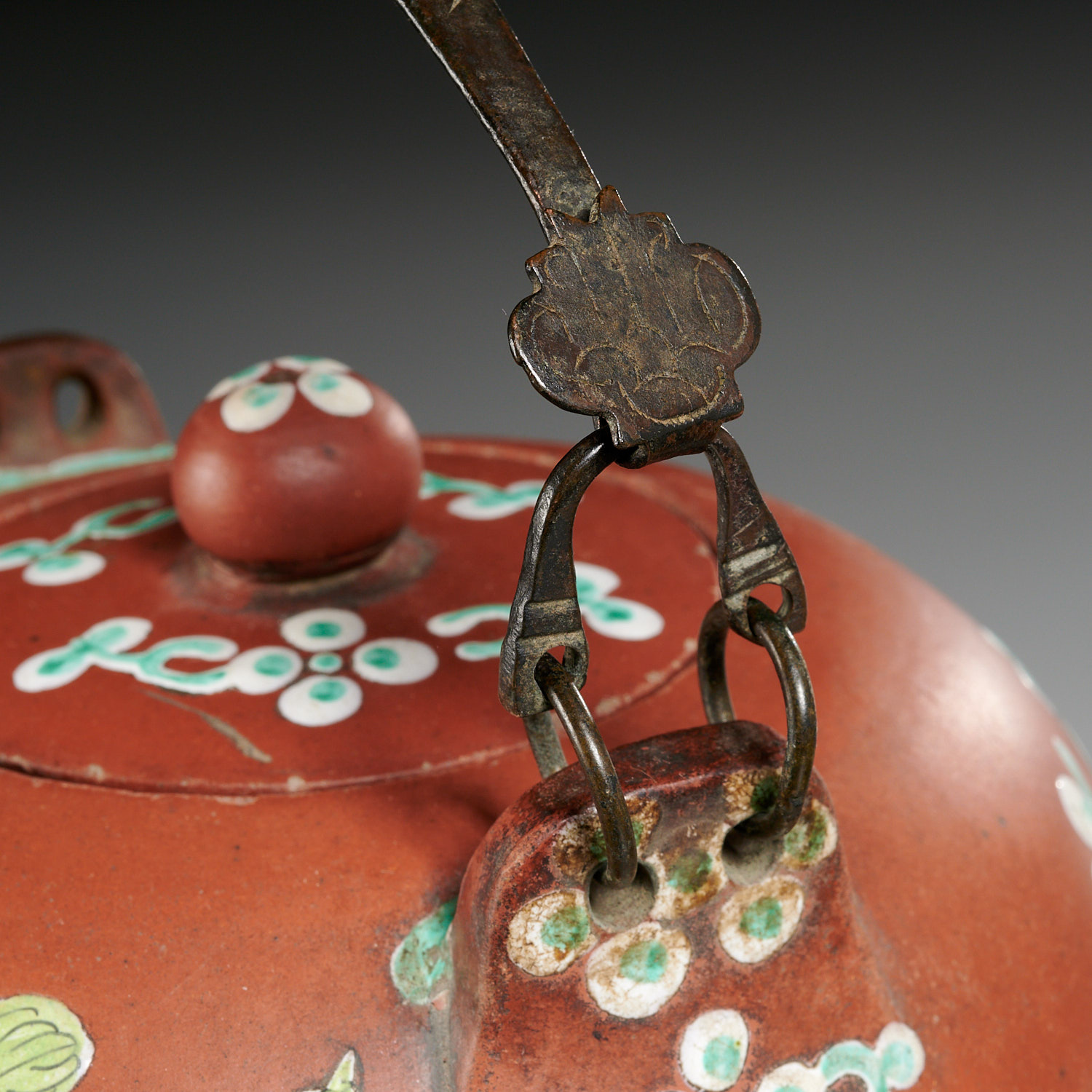 (3) Chinese Yixing enameled teapots - Image 6 of 9
