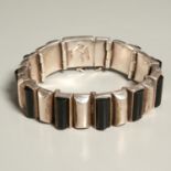 Antonio Pineda, silver and obsidian link bracelet