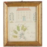 Mary Knight, Folk Art drawing, Maine c. 1830