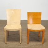 (2) Similar Karl Springer goatskin side chairs