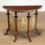 Unusual Aesthetic style mahogany, brass console