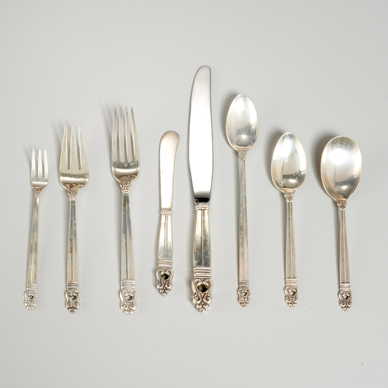 (93) piece International Royal Danish sterling set - Image 3 of 8