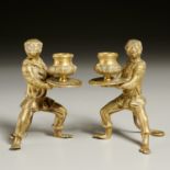 Pair English Aesthetic bronze monkey candlesticks