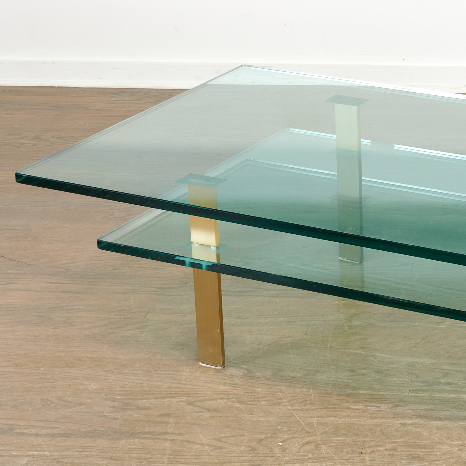 Milo Baughman (attrib.) tiered glass coffee table - Image 2 of 4