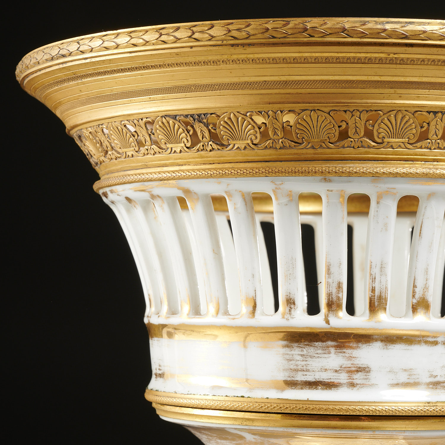 Empire bronze mounted porcelain centerpiece basket - Image 3 of 7