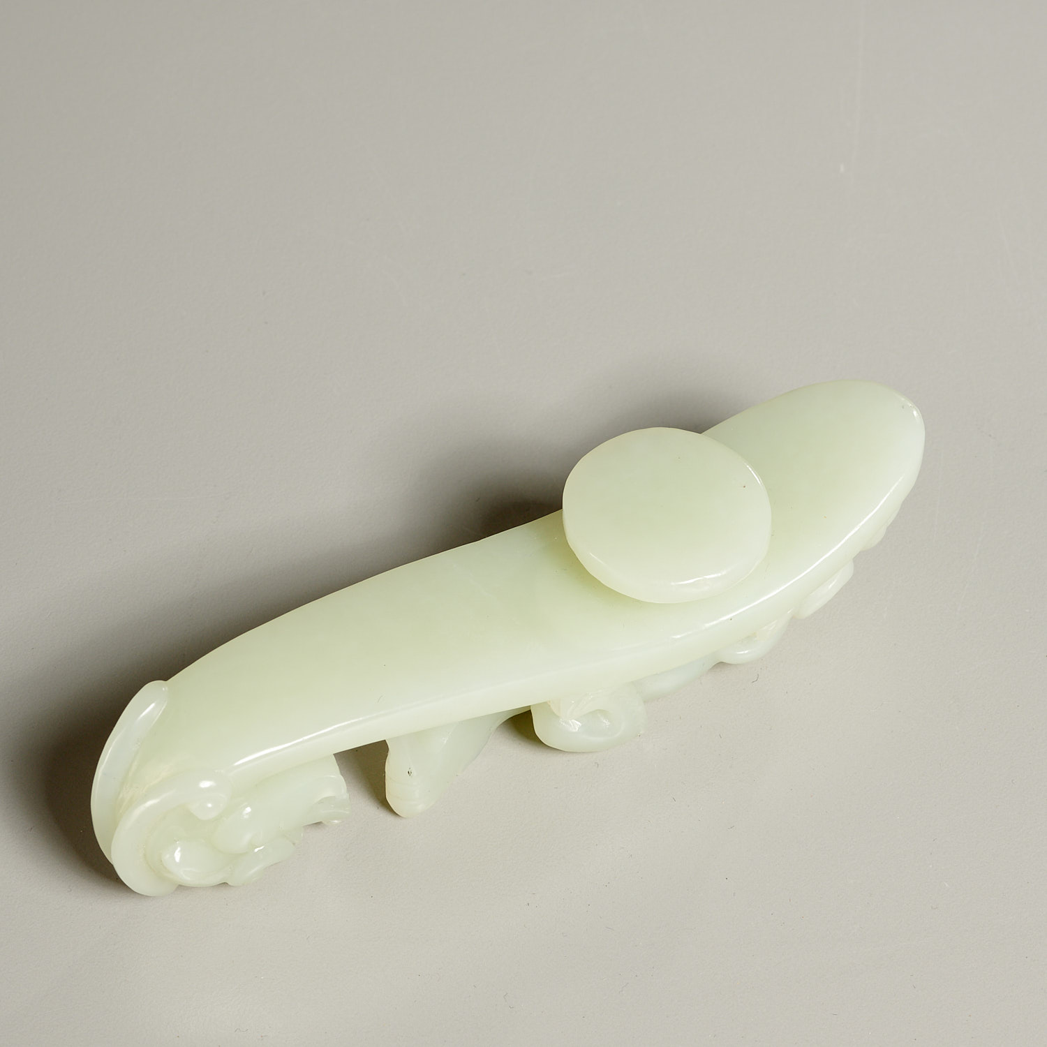 Chinese celadon jade Chilong belt hook - Image 5 of 5