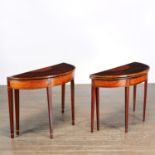 Near Pair Federal inlaid mahogany card tables