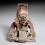 Pre-Columbian pottery figural incensario, ex-Komor