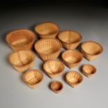 (12) Native American nesting woven splint baskets